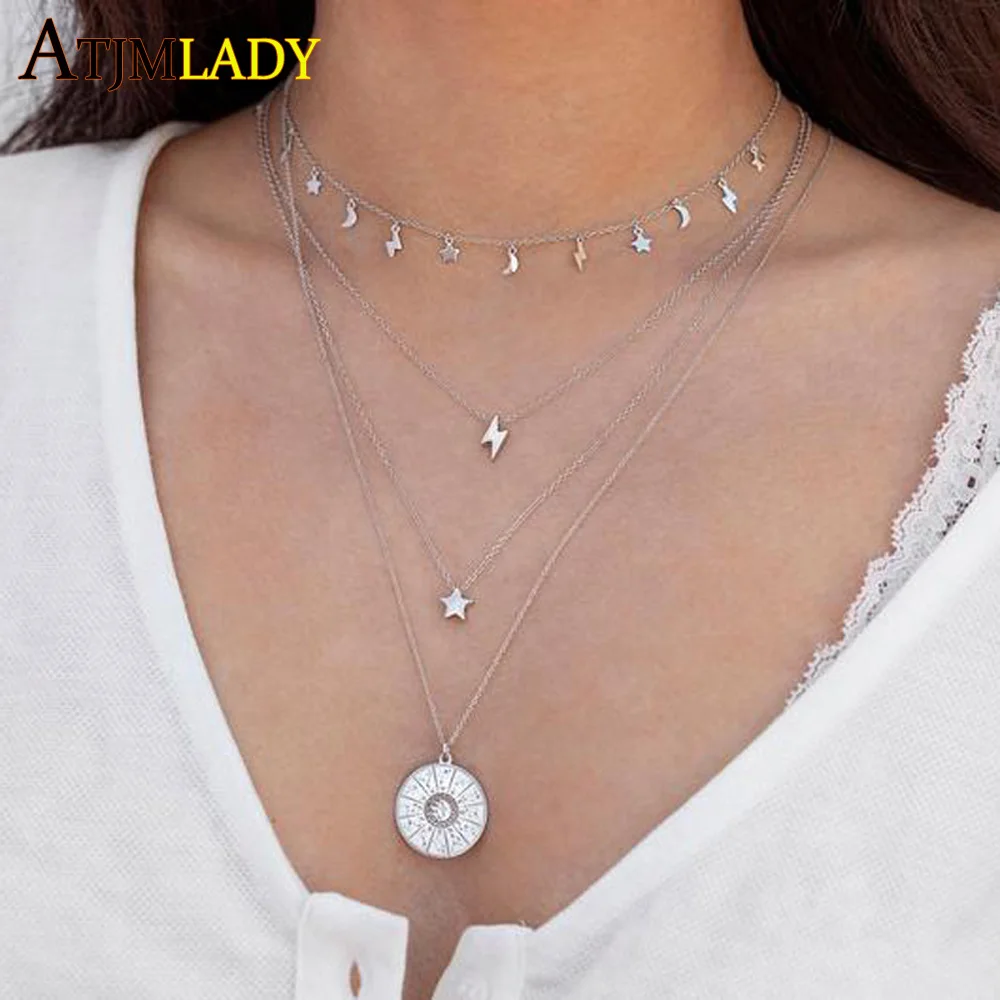 100% 925 Sterling silver gold filled vermeil jewelry lucky cute minimal delicate moon star lightning bolt charms choker necklace 
100% 925 Sterling silver gold filled vermeil jewelry lucky cute minimal delicate moon star lightning bolt charms choker necklace