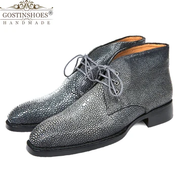 Gostinshoes Handmade Goodyear Welted Genuine Stingray Skin Made Pointed Toe Lace-Up Luxury Men Boots Work & Safty CH018
Gostinshoes Handmade Goodyear Welted Genuine Stingray Skin Made Pointed Toe Lace-Up Luxury Men Boots Work & Safty CH018