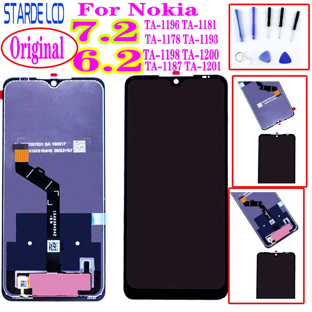 

Original New 6.3" For Nokia 6.2 TA-1198 TA-1200 TA-1187 TA-1201 LCD Display Touch Screen Digitizer For Nokia 7.2 TA-1196 Lcds