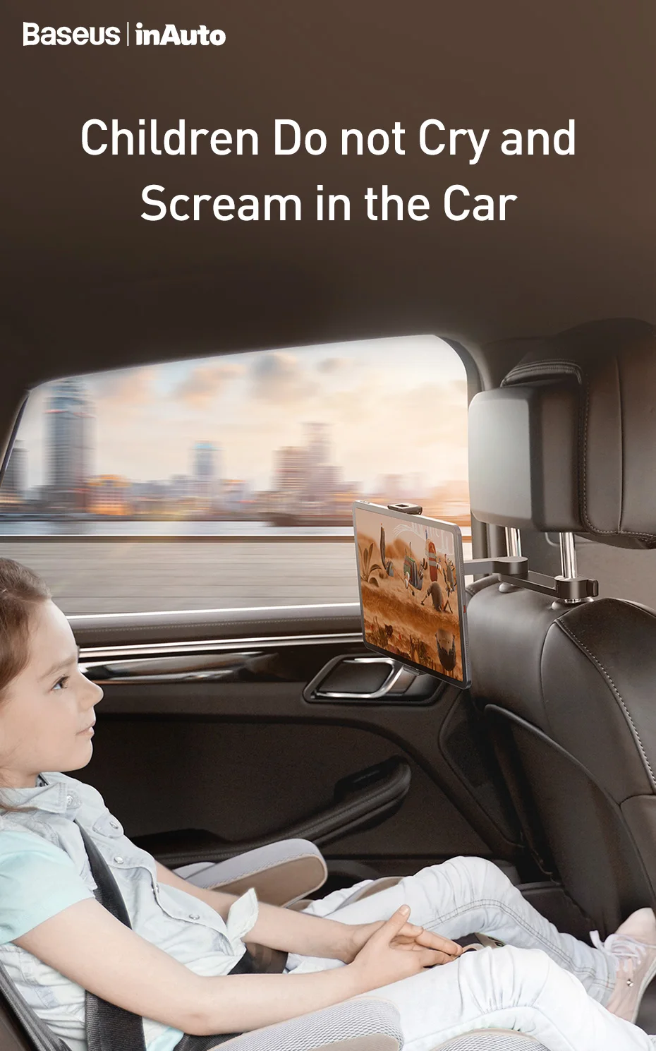 Gadgetoo Baseus Fun Journey Backseat Lazy Bracket Car Seat Rear Phone Holder For 4.7-12.3 Inch Phones And Tablets