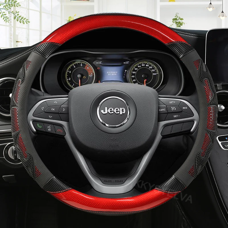Leather Carbon Fiber Steering Wheel Covers for Jeep Commander PATRIOT COMPASS RENEGADE Grand Cherokee Wrangler
Leather Carbon Fiber Steering Wheel Covers for Jeep Commander PATRIOT COMPASS RENEGADE Grand Cherokee Wrangler