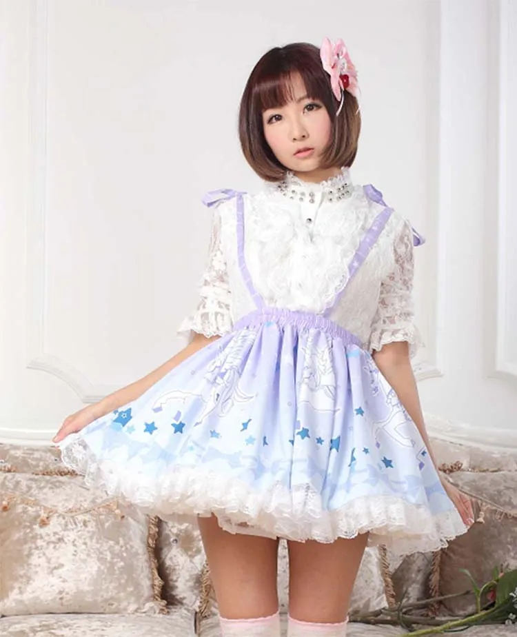 Милая Кружевная женская Юбка-миди в стиле Лолиты юбки молочного цвета с принтом