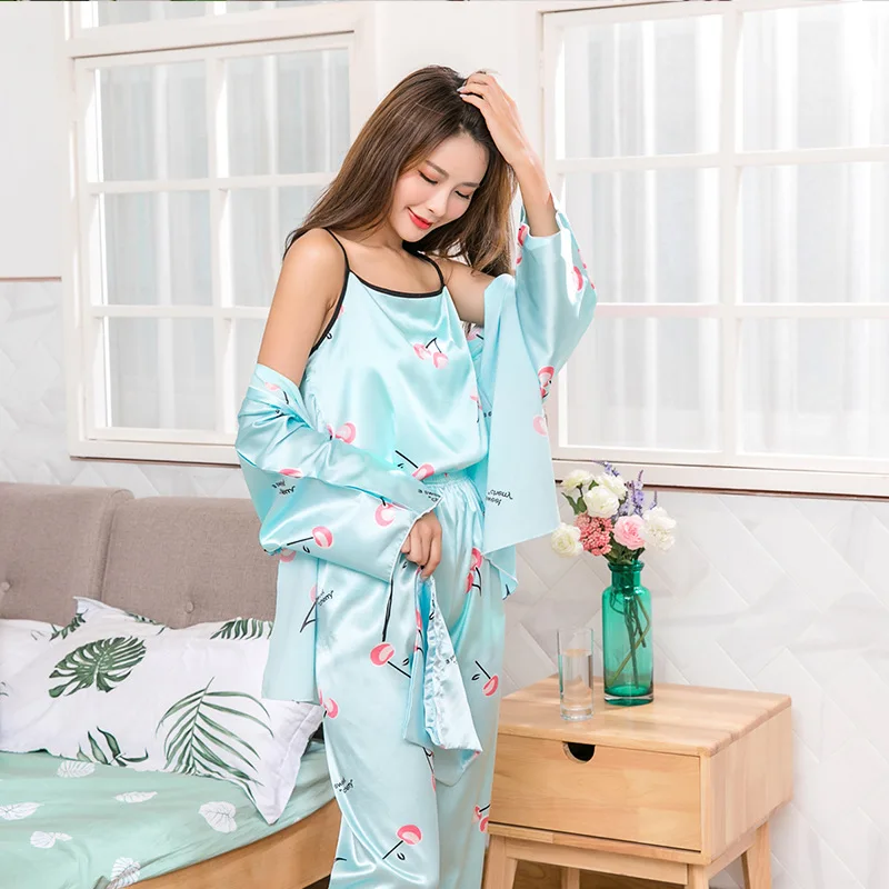 Model Silk Pajamas GIRL'S Autumn Sweet Cute Cherry Students Viscose Camisole Thin Five-Piece Tracksuit
Model Silk Pajamas GIRL'S Autumn Sweet Cute Cherry Students Viscose Camisole Thin Five-Piece Tracksuit