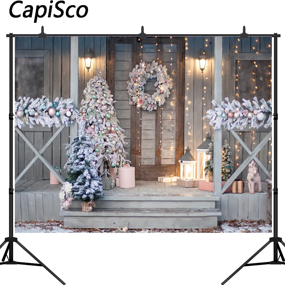 Capisco Рождественский фон для фотосъемки наружная дверь свет Рождество фото студия