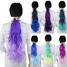 

JOY&BEAUTY Ponytail Colorful Ombre Synthetic Claw on Clip in Women Hair Extension Wavy Hairpiece Pony Tail Blue Purple Hairstyle