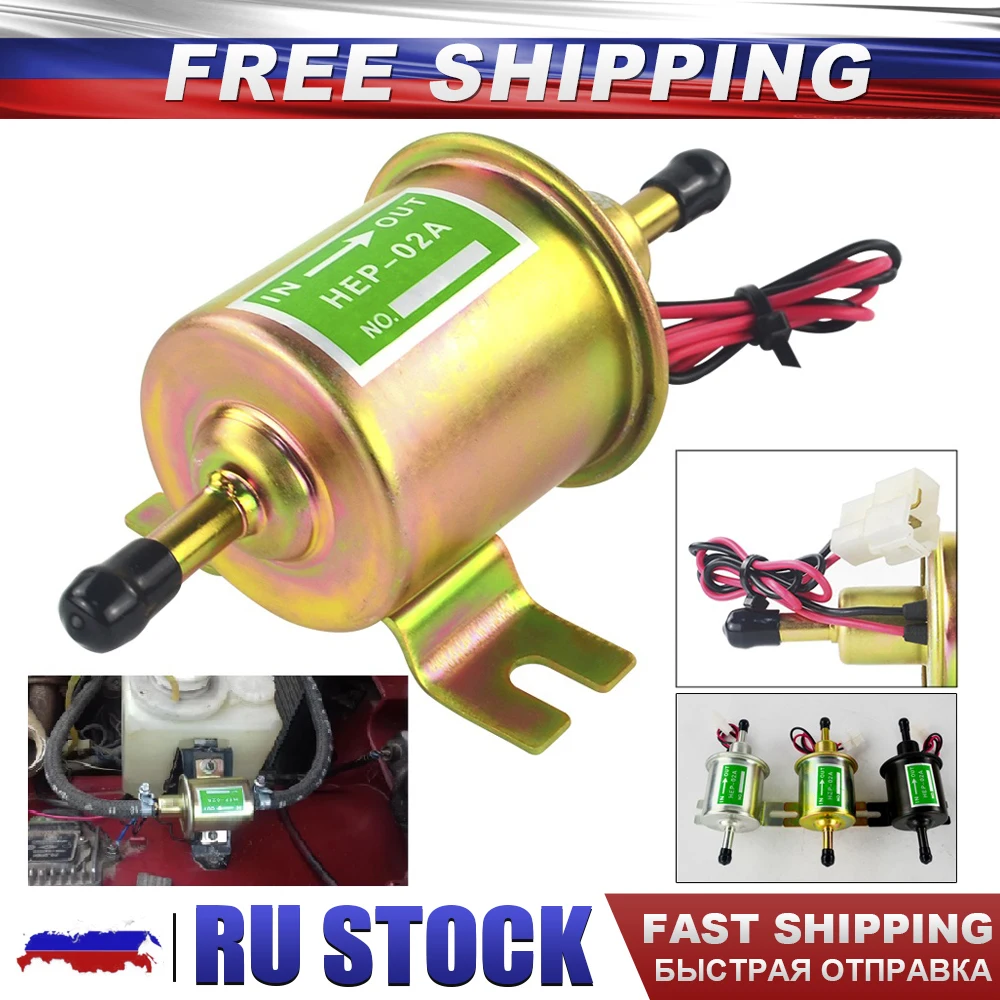 for Car Motorcycle Carburetor Lawn Mower Universal 12V Low Pressure Heavy Duty Gas Diesel Inline Electric Fuel Pump HEP-02A 3-8 PSI Gold