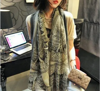 Фото Женский шарф с кисточками OVO теплый шелковой шалью для осени и лета 2019 |
