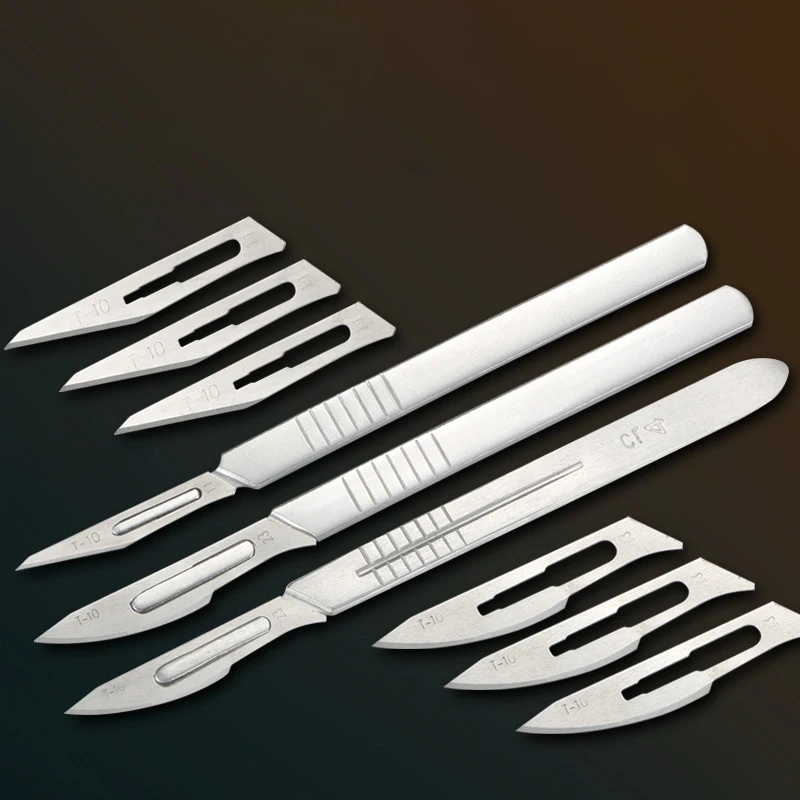 One piece 3# 4# 7# stainless steel hilt+10pcs 10# to 24# Sharp Carbon steel surgical blades
One piece 3# 4# 7# stainless steel hilt+10pcs 10# to 24# Sharp Carbon steel surgical blades
