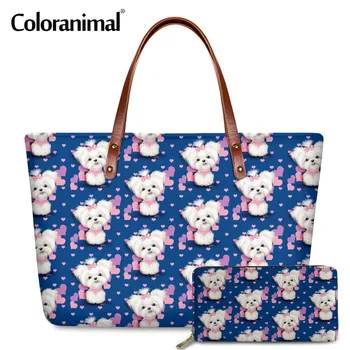 Coloranimal Cute Cartoon Maltese Printed Women Purple Handbag with Long Leather Wallet 2pcs Female Shopping Bagpack Tote Bag
Coloranimal Cute Cartoon Maltese Printed Women Purple Handbag with Long Leather Wallet 2pcs Female Shopping Bagpack Tote Bag