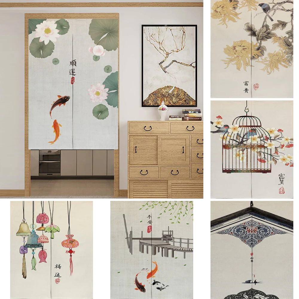 Chinese Noren Door Curtains Ink Flower Lucky Koi Painting Kitchen Restaurant Entrance Partition Decoration Linen Hanging Curtain
Chinese Noren Door Curtains Ink Flower Lucky Koi Painting Kitchen Restaurant Entrance Partition Decoration Linen Hanging Curtain