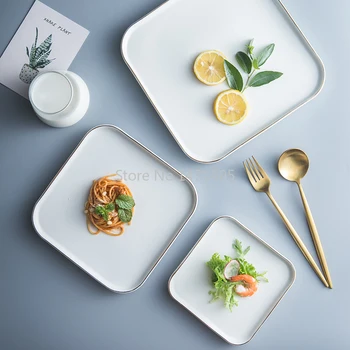 European Style Gold Western Dinner Plate Ceramic Square Plate Dinner Plate Household Steak Plate Cutlery Dish Pasta Plate
European Style Gold Western Dinner Plate Ceramic Square Plate Dinner Plate Household Steak Plate Cutlery Dish Pasta Plate