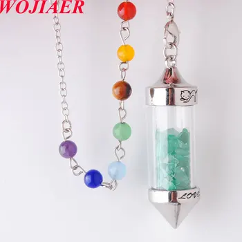 7 Chakra Wishing Bottle Pendulum Reiki Natural Green Aventurine Chip Stone Pendant Necklace Divination Amulet WOJIAER PN8131
7 Chakra Wishing Bottle Pendulum Reiki Natural Green Aventurine Chip Stone Pendant Necklace Divination Amulet WOJIAER PN8131