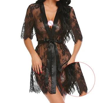 New Summer Sexy Sleepwear Lace Women Lingerie Robe Eyelash Lace Babydoll Sheer Solid Nightwear Wholesale Hot 
New Summer Sexy Sleepwear Lace Women Lingerie Robe Eyelash Lace Babydoll Sheer Solid Nightwear Wholesale Hot