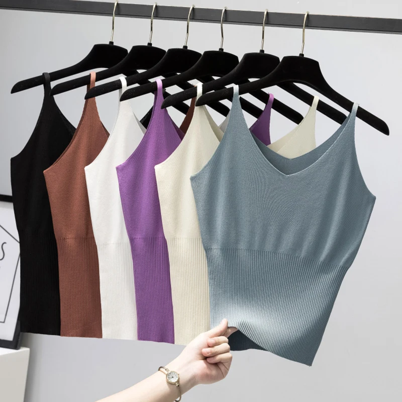 New Short Knit Tank Vest 2022 Summer Basic V-NECK Camisole Tank Top Women Strap Basic Sexy Thin Camis Female Casual Solid Femme
New Short Knit Tank Vest 2022 Summer Basic V-NECK Camisole Tank Top Women Strap Basic Sexy Thin Camis Female Casual Solid Femme