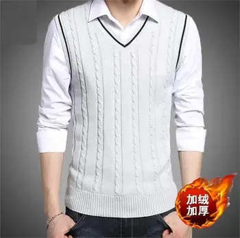 2019 Autumn Winter Fashion Brand Clothing Men Solid Sleeveless Sweater Male V-neck Slim Fit Knitted Vest Men Cashmere Pullovers
2019 Autumn Winter Fashion Brand Clothing Men Solid Sleeveless Sweater Male V-neck Slim Fit Knitted Vest Men Cashmere Pullovers