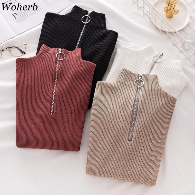 Woherb High Stretch Solid Tops Women Zipper Turtleneck Sweater Pullovers Autumn 2019 Korean Fashion Fall Soft Knitted Jumper
Woherb High Stretch Solid Tops Women Zipper Turtleneck Sweater Pullovers Autumn 2019 Korean Fashion Fall Soft Knitted Jumper
