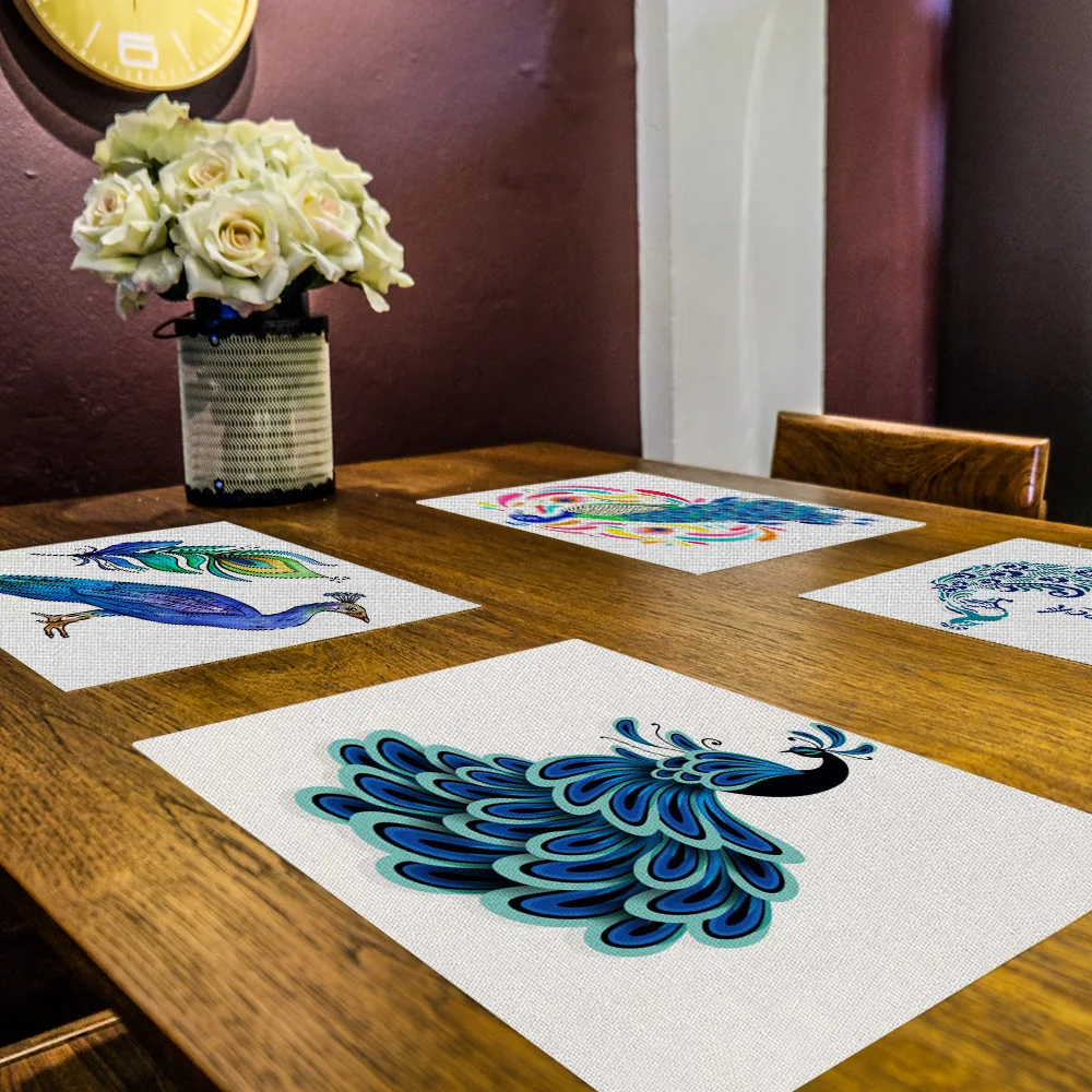 Peacock Pattern Drink Coasters Reusable Dining Table Mat Placemats for Dining Table Polyester Cup Mat Tea Party Decorations
Peacock Pattern Drink Coasters Reusable Dining Table Mat Placemats for Dining Table Polyester Cup Mat Tea Party Decorations