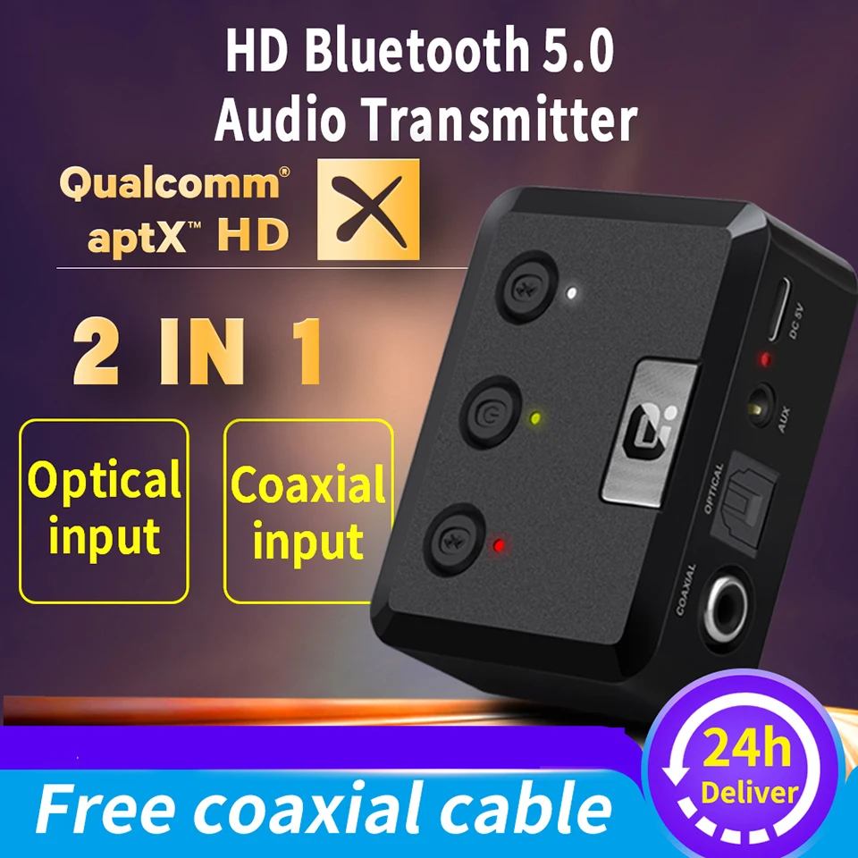 MR275 Wireless bluetooth 5.0 audio transmitter aptX HD ll Optical Coaxial 3.5mm Aux RCA Audio receiver Adapter Dual Link TV PC
MR275 Wireless bluetooth 5.0 audio transmitter aptX HD ll Optical Coaxial 3.5mm Aux RCA Audio receiver Adapter Dual Link TV PC