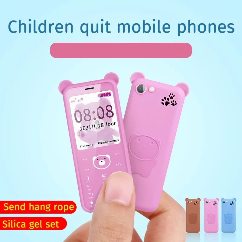 Cute Bear Cartoon Kid Card Cellphones 1.77 Inch 1000 mAh Bluetooth MP3 Low Radiation Smallest Student Push-Button Mobile Phone | Мобильные