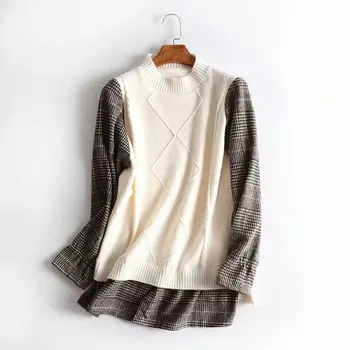 Autumn Fashion Women Argyle Contrast Colors Plaid Patchwork Sleeve Sweater Stylish Chic Female Knitwear Casual Pullovers
Autumn Fashion Women Argyle Contrast Colors Plaid Patchwork Sleeve Sweater Stylish Chic Female Knitwear Casual Pullovers
