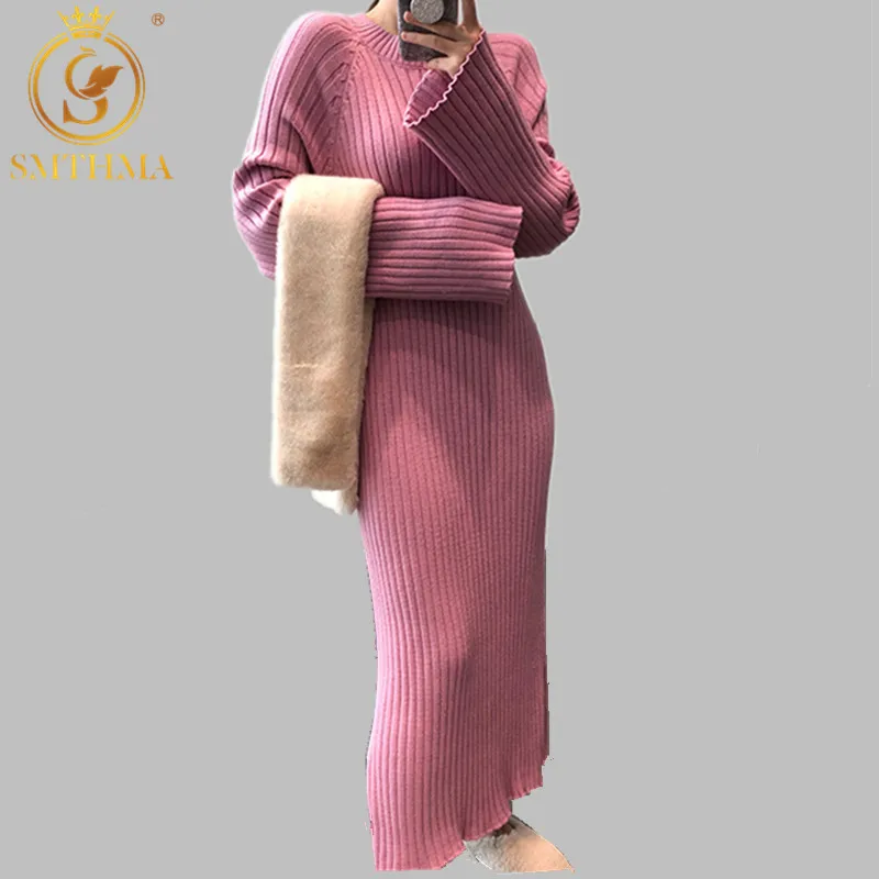 SMTHMA High Quality Women Winter Thick warm Long Sweater Dress Flare sleeve Straight Elegant Knitted Vestidos
SMTHMA High Quality Women Winter Thick warm Long Sweater Dress Flare sleeve Straight Elegant Knitted Vestidos