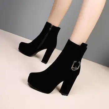 Kickway Autumn Winter Women Faux Suede Block Heels Ankle Boots New 2021 Heeled Boots Ankle Booties Female Casual High Quality 43 
Kickway Autumn Winter Women Faux Suede Block Heels Ankle Boots New 2021 Heeled Boots Ankle Booties Female Casual High Quality 43