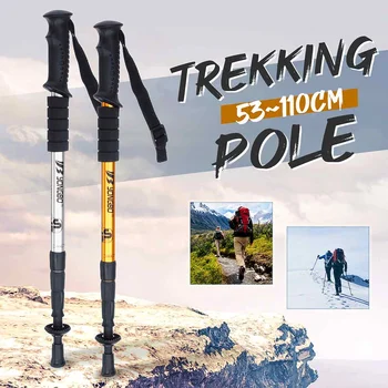 

53~110cm Outdoor Hiking Nordic Walking Sticks Trekking Poles Hiking Accessories Stick Alpenstock Walking Cane Tips Protector New