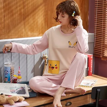 2020 Spring Autumn Long Sleeve Cotton Pajama Sets for Women Cute Cartoon Sleepwear Suit Femme Homewear Pijama Mujer Home Clothes
2020 Spring Autumn Long Sleeve Cotton Pajama Sets for Women Cute Cartoon Sleepwear Suit Femme Homewear Pijama Mujer Home Clothes