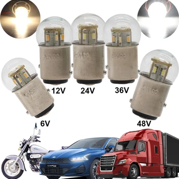 자동차 트럭 버스용 LED 이중 접촉등, 자동 방향 지시등, 브레이크 정지 램프, S25 1157 BAY15D PW21W, 6V, 12V, 24V, 36V, 48V, 1.5W 전구