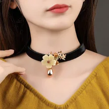 2020 פאנק צווארון בנות עור לרתום קולר שרשרת לנשים המפלגה מועדון פרח Chockers גותי תכשיטי מתנה עבור חברה(China)