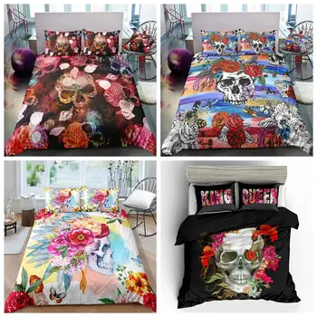 2/3Pcs Duvet Cover Sets 3D Skull Skeleton And Colorful Flowers Bedding Sets With Pillowcase Sets Twin/King Size
2/3Pcs Duvet Cover Sets 3D Skull Skeleton And Colorful Flowers Bedding Sets With Pillowcase Sets Twin/King Size