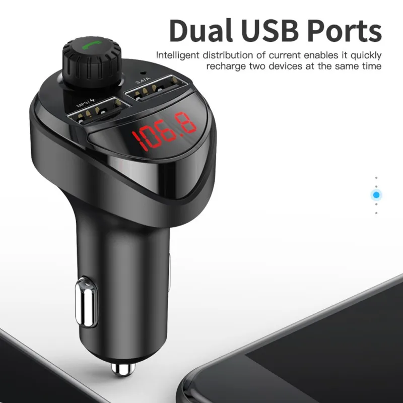 Bluetooth 5.0 Car Audio MP3 Player Car Charge FM Transmitter Car Kit 3.4A Dual USB Car Phone Charging 2020*
Bluetooth 5.0 Car Audio MP3 Player Car Charge FM Transmitter Car Kit 3.4A Dual USB Car Phone Charging 2020*