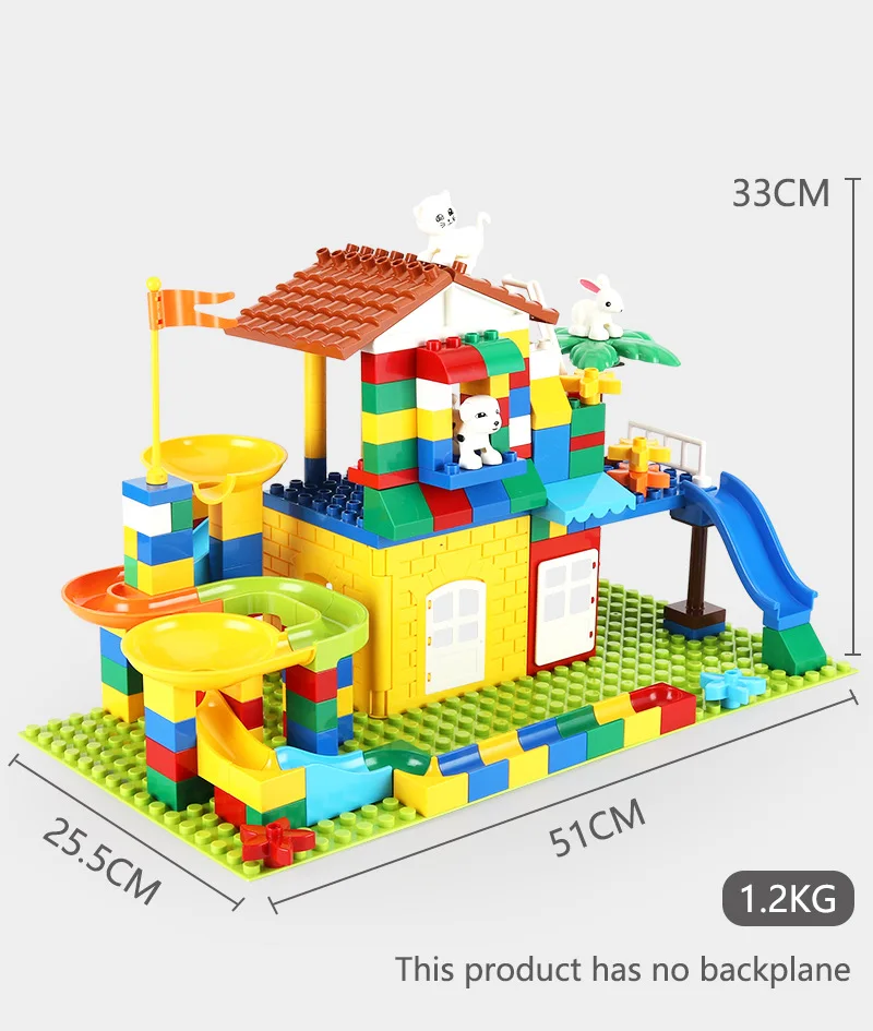 

Big Size Compatible Duploed Building Blocks Plastic Funnel Slide DIY Assembly Bricks Marble Race Run Block pat Toys For Children