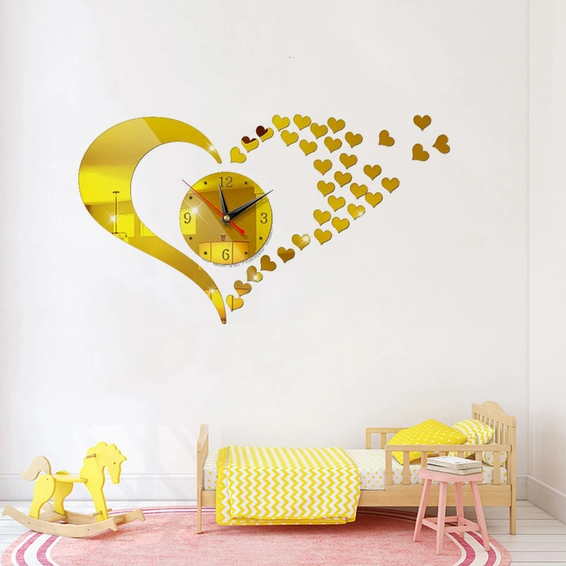 Diy 3D Wall Clock Simple Modern Design Clocks Heart Mirror Effect Arabic Number Stickers Home Decoration Wall Watch Gift
Diy 3D Wall Clock Simple Modern Design Clocks Heart Mirror Effect Arabic Number Stickers Home Decoration Wall Watch Gift