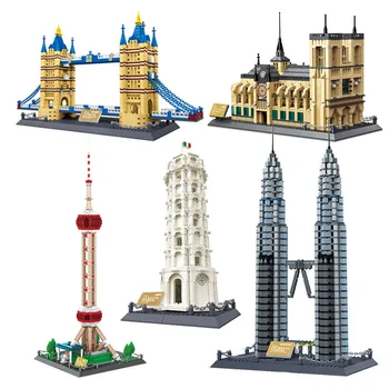 

Famous Architecture Building Blocks Notre Dame de Paris Tower Bridge of London Model World Classic Bricks Model Kids Toys Gifts