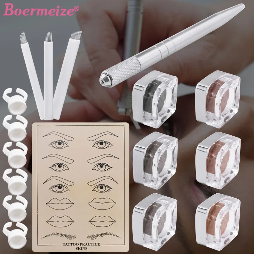 Tattoo Kit Pigment Ink Manual Pen Eyebrow Permanent Makeup Disposable Microblading Needles Practice Skin Ink Cup Set Beginners
Tattoo Kit Pigment Ink Manual Pen Eyebrow Permanent Makeup Disposable Microblading Needles Practice Skin Ink Cup Set Beginners