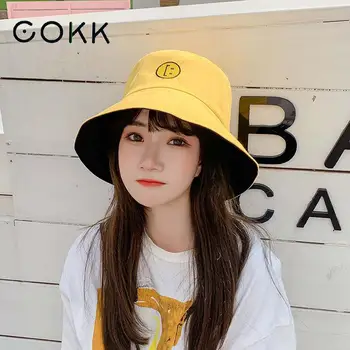 COKK Bucket Hat Women Summer Sunshade Double Faced Fisherman Hat Smiling Letter Pattern Sun Protection Korean Sun Hat Ladies
COKK Bucket Hat Women Summer Sunshade Double Faced Fisherman Hat Smiling Letter Pattern Sun Protection Korean Sun Hat Ladies