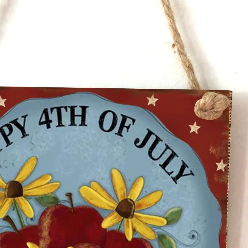 vintage wooden hanging plaque happy 4th of july sign board wall