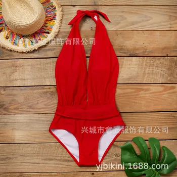 Solid Color Deep V Siamese Strap Edit Rope Hanging Neck Siamese Swimsuit Trikini Ukraine Conservative Ropa Playa Mujer
Solid Color Deep V Siamese Strap Edit Rope Hanging Neck Siamese Swimsuit Trikini Ukraine Conservative Ropa Playa Mujer