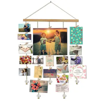1pc Retro Wood Hanging Photo Display Picture Frame Collage By Multi Photo Display with 20 Clips Golden Chain Crystal Pendant
1pc Retro Wood Hanging Photo Display Picture Frame Collage By Multi Photo Display with 20 Clips Golden Chain Crystal Pendant