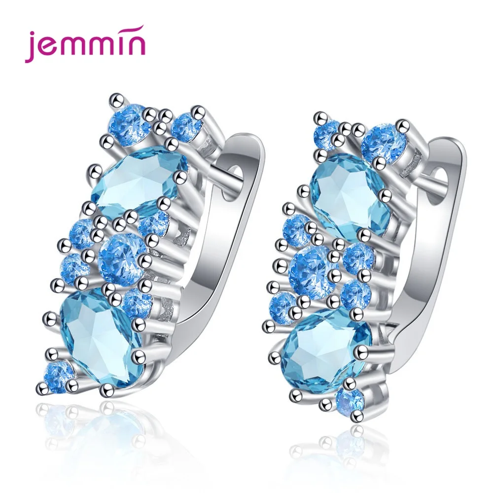 Genuine 925 Silver Hoop Earrings with Charm Clear Blue CZ Crystal Wedding Engagement Jewelry Party Gift Wholesale
Genuine 925 Silver Hoop Earrings with Charm Clear Blue CZ Crystal Wedding Engagement Jewelry Party Gift Wholesale