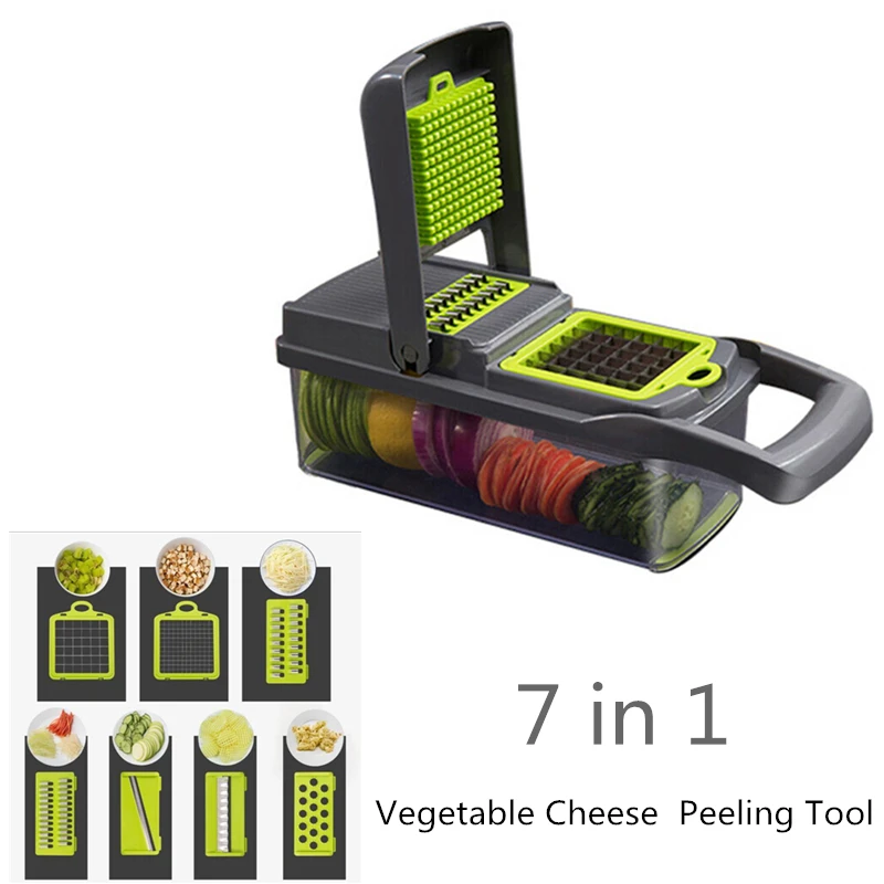 Multifunction 7 in 1 Kitchen Pressing Food Chopper Cutter Slicer Peeler Dicer Vegetable Cheese Peeling Tool Tools | Дом и сад