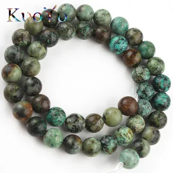 

Natural Stone African Turquoises Beads Smooth Round Loose Spacer Bead For Jewelry Making Diy Perles Bracelet 4 6 8 10mm 15"Inch