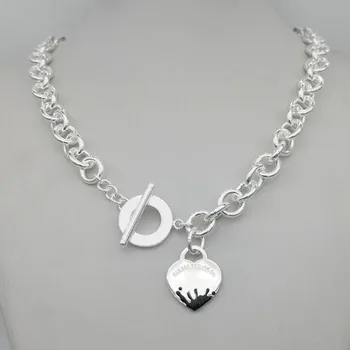 Sterling Silver 925 Classic Pop Fashion Black Enamel Water Flower Heart Tag Charm Girl Necklace Jewelry Holiday Gift 
Sterling Silver 925 Classic Pop Fashion Black Enamel Water Flower Heart Tag Charm Girl Necklace Jewelry Holiday Gift