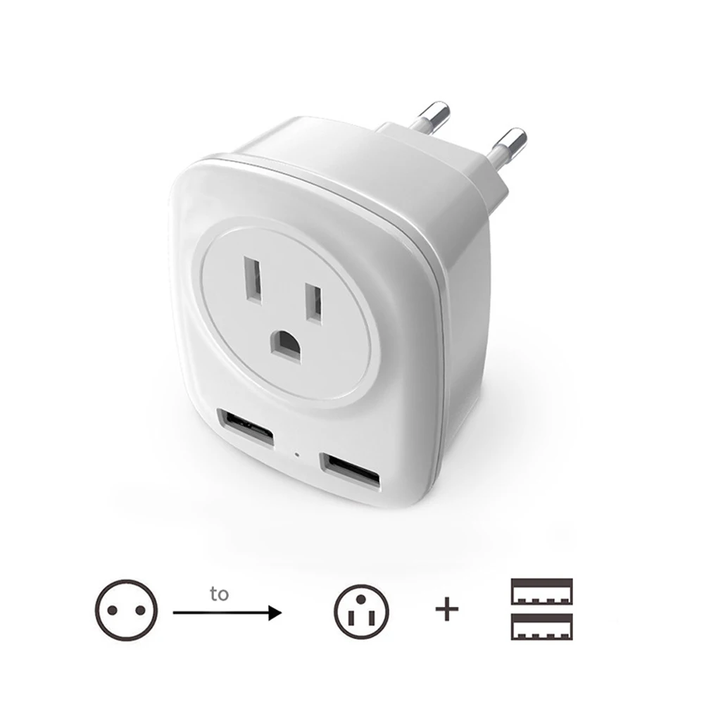 Electric EU Plug Power Strip Smart Socket 2 USB 5V 2.4A Port Charger Adapter to US Plug Socket Global Travel Home Office
Electric EU Plug Power Strip Smart Socket 2 USB 5V 2.4A Port Charger Adapter to US Plug Socket Global Travel Home Office