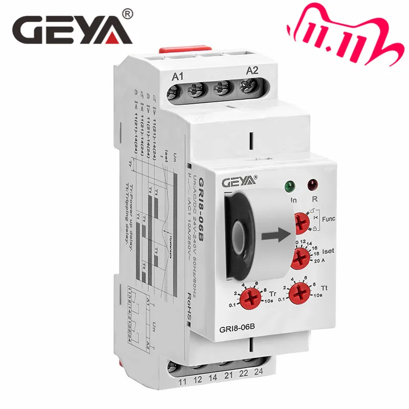 NEW GEYA GRI8-06 DC Current Sensor Relay 18mm width 2CO 8A AC/DC Current Testing Relay 24V-240V Wide Range
NEW GEYA GRI8-06 DC Current Sensor Relay 18mm width 2CO 8A AC/DC Current Testing Relay 24V-240V Wide Range