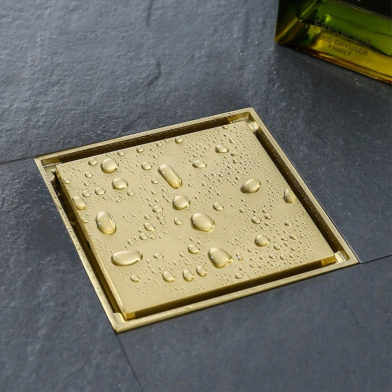 Фото Латунный напольный Слив для душа матовый золотой сливной дезодорант ванной