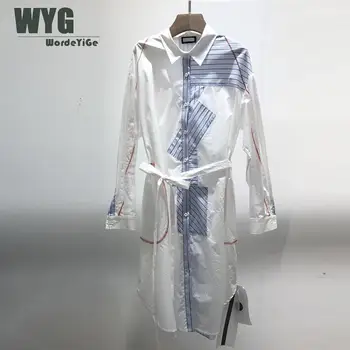 Unique Designer Causal Shirt Dresses Women 2020 Spring New Blue Stripes Long Sleeve Loose Knee Length Cotton Dress
Unique Designer Causal Shirt Dresses Women 2020 Spring New Blue Stripes Long Sleeve Loose Knee Length Cotton Dress