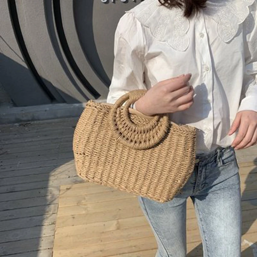 

British style messenger small bag female 2020 single oblique summer tide wild handbag shoulder straw bag