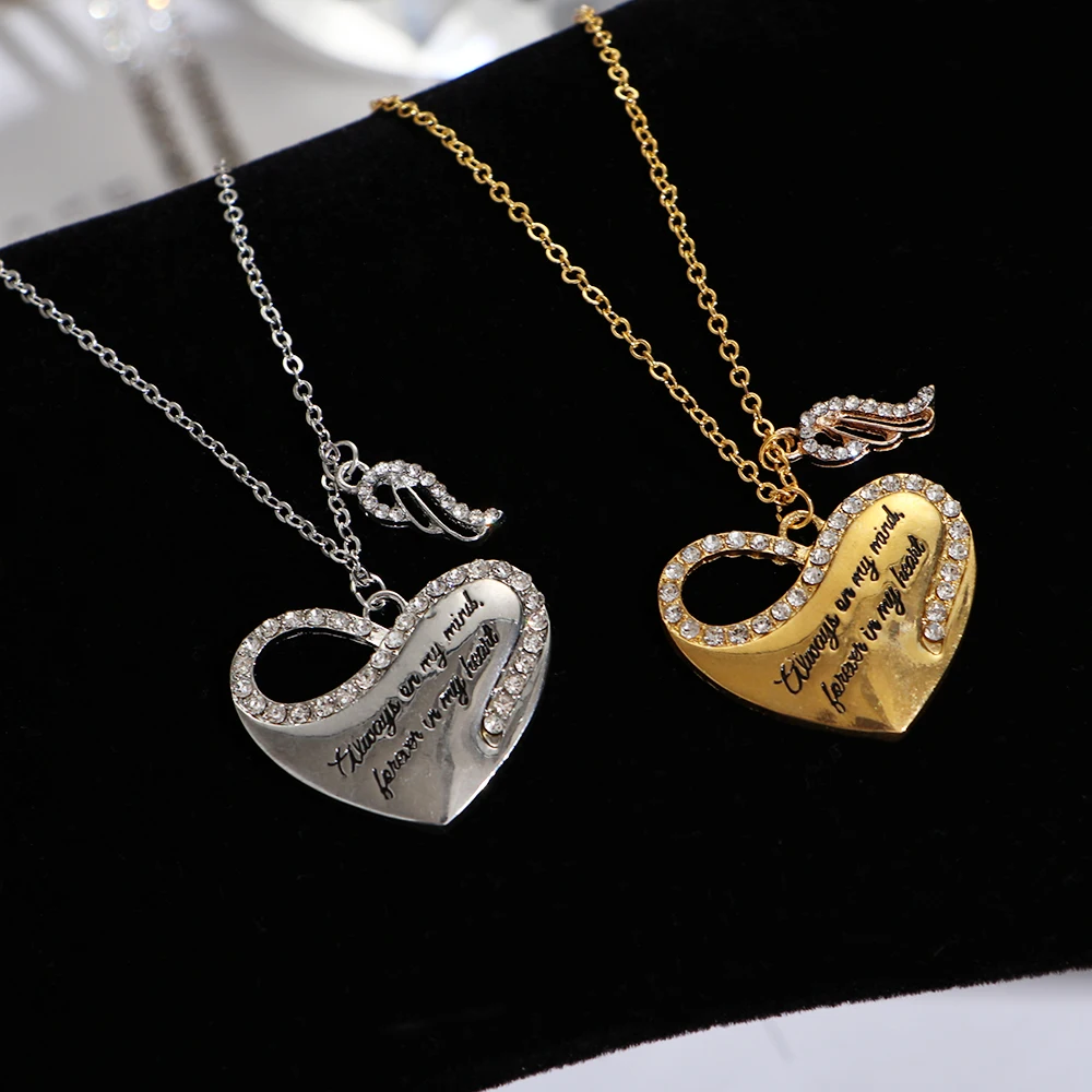 1PC Angel Wing Heart Shape Pendant Necklace Letter A Piece of My Heart Has Wings Necklace Elegant Rhinestone Pendant Jewelry
1PC Angel Wing Heart Shape Pendant Necklace Letter A Piece of My Heart Has Wings Necklace Elegant Rhinestone Pendant Jewelry
